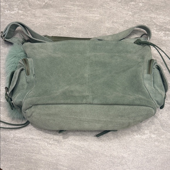 Free People Palermo Suede Shoulder Bag & Free People Fluffy Tail Fur Bag Charm - Picture 3 of 9